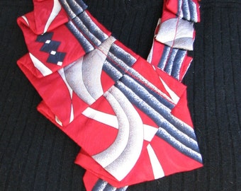Silk Ascot - Necktie Necklace - Refashioned Necktie - OOAK neckwear