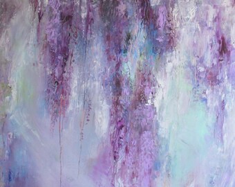 Modern Art Print-- Archival Print of Original Painting-- "Ascending Wisteria in Deep Violet"