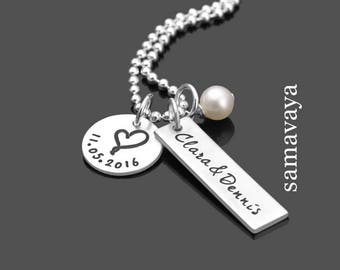 Engagement Gift true love 925 silver necklace with engraving to the wedding partner chain