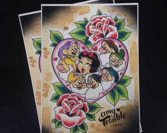 A4 snow white and dwarves print