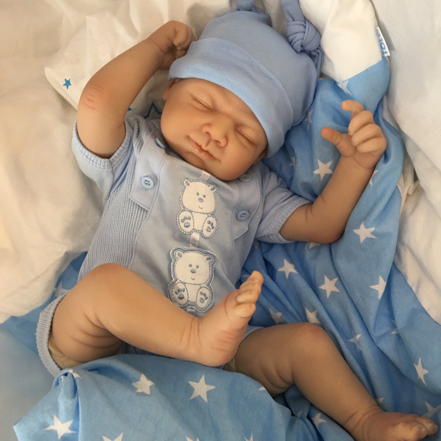 Reborn baby doll boy Ethan big newborn 22 size rooted