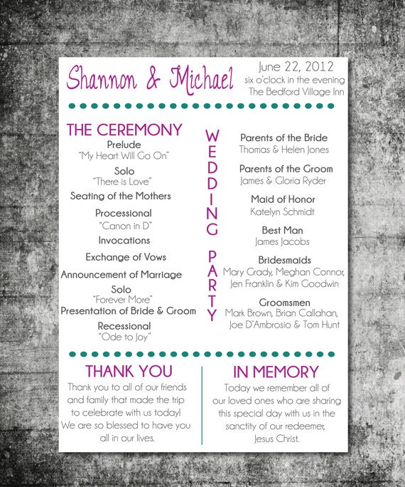 items similar to printable wedding program playbill design on etsy
