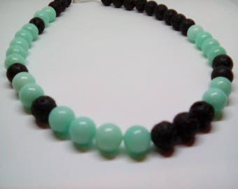 Lava and dyed jasper necklace