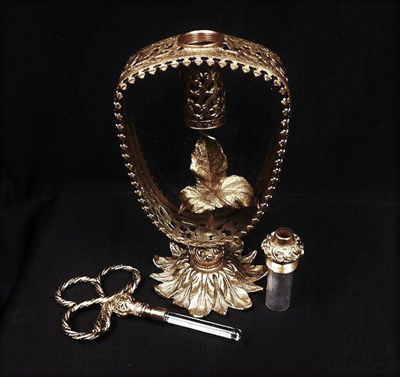 Ormolu Perfume Bottle / Hollywood Regency / Glass Dauber