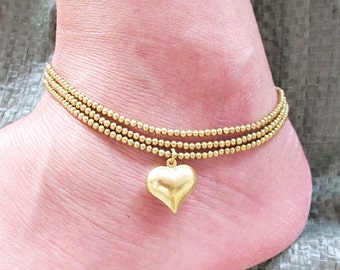 Casual Ankle Bracelet with Heart Charm