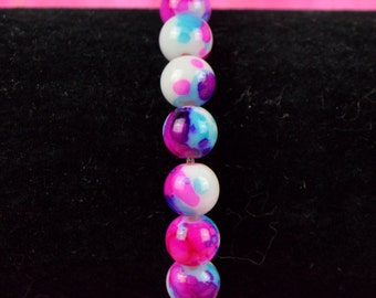 Pink Blue White Glass Bracelet