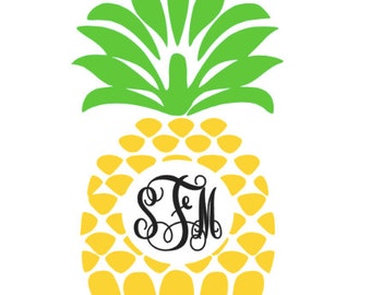 pineapple monogram decal sticker, monogram pineapple sticker