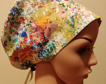 Women's Surgical Cap, Scrub Hat, Chemo Cap, Splatters