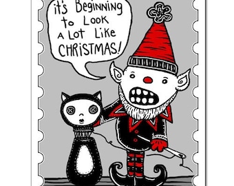 Looks Like Christmas - GingerDead Goth / Alt Greeting Cards - Blank 5 PACK - Christmas / Holiday Humor