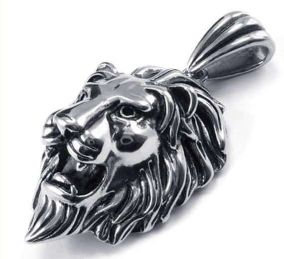 Stainless Steel Lion Mens Pendant Necklace Stainless Steel