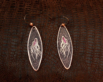 Salmonella Bacteria Etched Copper Earrings