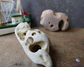 Holey Beach Stone Duo / Lucky / Scottish Hag Stone / One Hole
