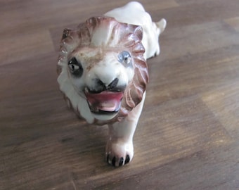 Vintage Ceramic Roaring Lion Figurine Made In Japan