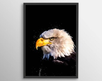Eagle Watercolor Print, Nature Print, Wall Art