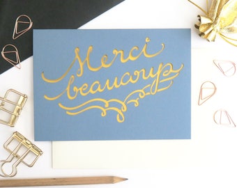Merci beaucoup card, French thank you card, Gratitude card, Thank you card set, Wedding thanks card set, Wedding thanks card pack