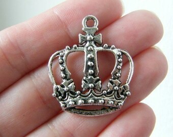 4 Crown pendants antique silver tone CA39