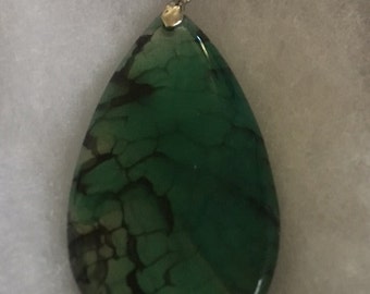 Green dragon vein agate pendant