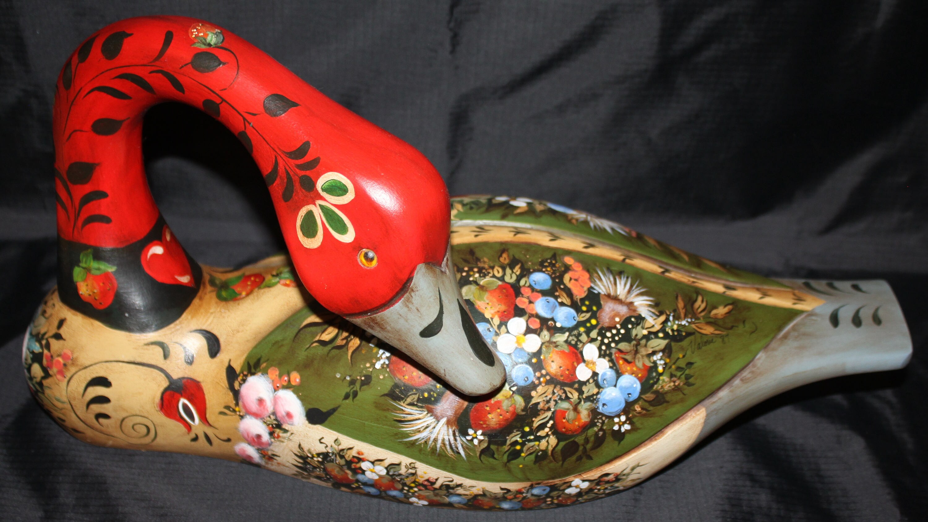 Wooden Goose Decoy/ Goose Decor/ Hand painted Goose Decor/