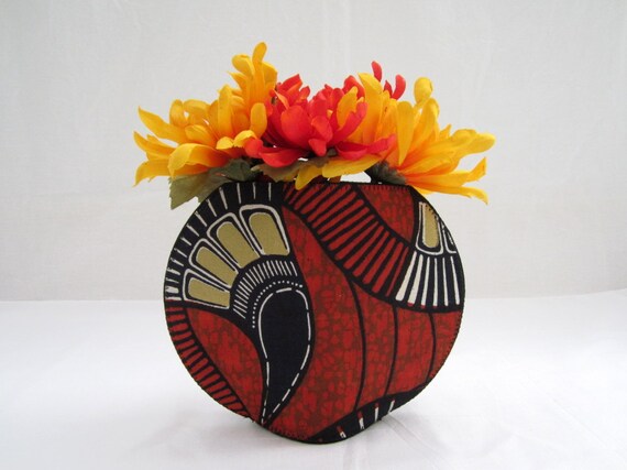 Egyptian Lotus Flower fishbowl fabric vase African batik