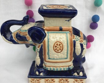 Small Blue Elephant Plant Stand