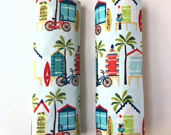 Travel luggage handle cover, 2 beach luggage handle wraps, bag handle cover, luggage tag, suitcase tag, vacation bag tag, handle wrap, gift