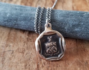 Bronze Carpe Diem Wax Seal Necklace of a Squirrel and Owls 'Seize the Day' - 157