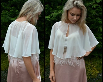 Wedding capelet / cover-up / Sheer capelet / Great for brides / mother of the bride / modest wedding / bridal capelet / 'Dora' / chiffon