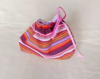 Small embroidary bag, crochet project bag or sock bag, craft bag