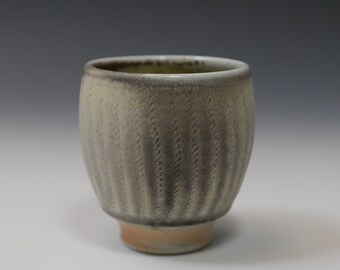 Gossman Porcelain Cup, Shadow Gray with Herringbone Stripes
