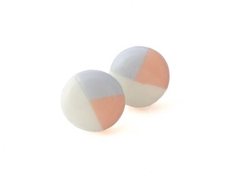 White Earrings - Round Stud Earrings - Modern Earrings - Circle Earrings - Disc Earrings - Minimalist Jewelry - Mothers Day Gifts for Her
