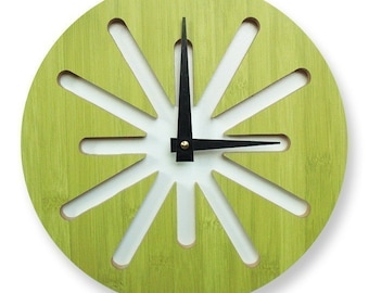 10in Green Splat Bamboo Wall Clock 20% OFF