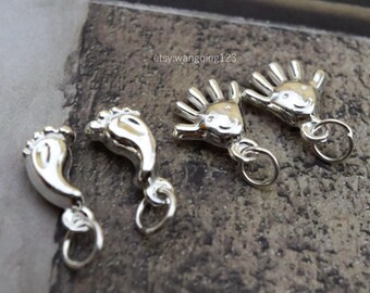 2 pcs sterling silver hand or foot charm pendant , YY