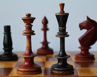 Rare Soviet chess set, Vintage chess set USSR, wooden chess set.