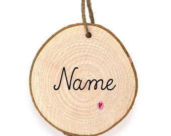 Your Name Personalised Wooden Slice Bauble