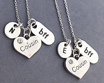 Set of 2 Cousin BFF Necklaces 2 Best Friend Necklace Personalized Friendship Necklace Best Friend Necklace 2 BFF Jewelry Gift For Cousin BFF