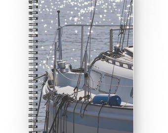 Sailing Gift for Sailor ~ Sailboat Notebook, Sailing Journal, Boating Gift, Nautical Guest Book, Sailboat Photo, Spiral Notebook, Guy Diary