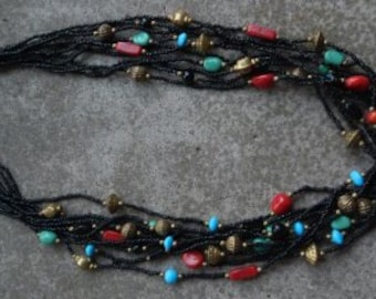 Stylish Vintage Multi Strand Beaded Necklace!