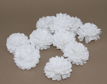 Pure White Blue Pom Pom Carnations - 25 count - Artificial Flowers, Silk Flowers