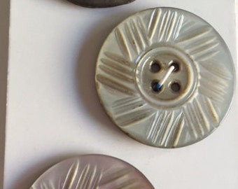 Vintage Carved Shell Buttons - 3