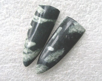 Chinese Writing Stone earring cabochons