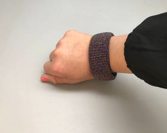Purple handmade beaded bracelet
