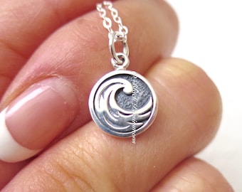 Water Element Necklace - Solid 925 Sterling Silver Feng Shui Symbol Charm - Insurance Included