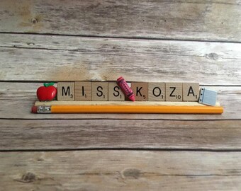 Scrabble Teacher Nameplate - New Teacher Gift - Future Teacher Gift - Teacher Gifts - Teacher Gifts Personalized - Scrabble Teacher Gift