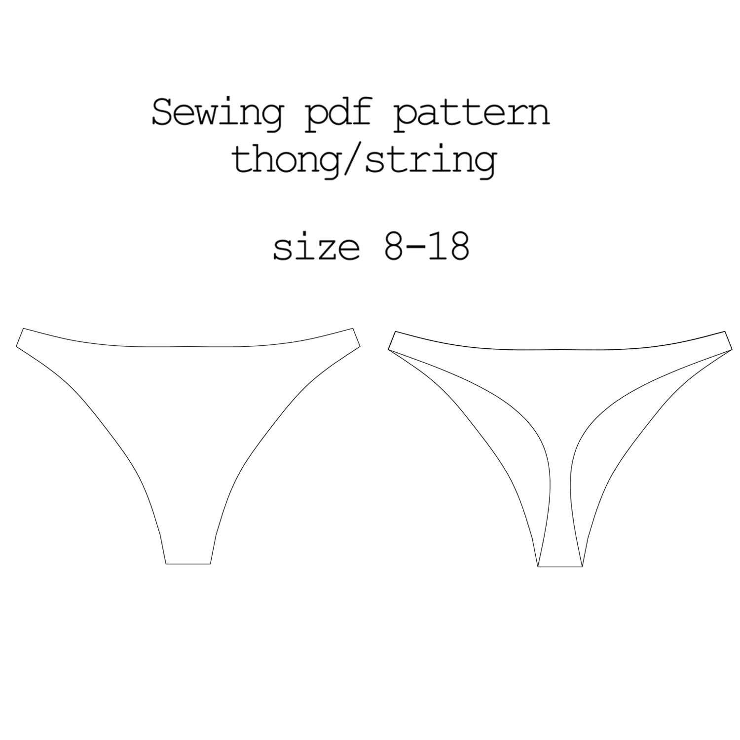 Sewing Pattern high waist thong string Pattern Lingerie