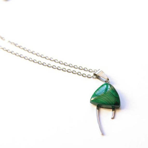 Malachite Jewelry, Gemstone Necklace, Pendant Cabochon, Malachite Gift for Her, birthstone