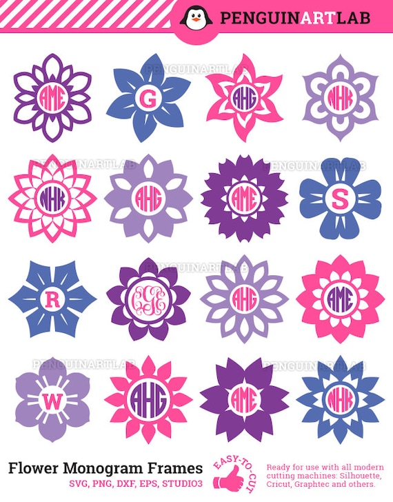 Download Flower Circle Monogram Frames Summer Flowers SVG Cut Files