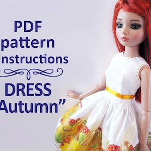 PDF pattern Dress Autumn for MSD 16 inches doll Ellowyne Wilde, MiniFee