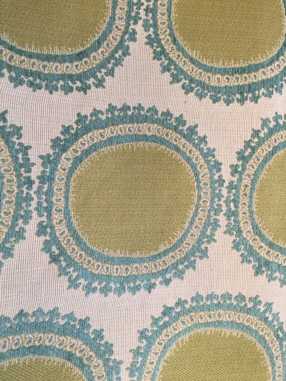 Turquoise and Green Suzani Upholstery Fabric By Yhe Yard