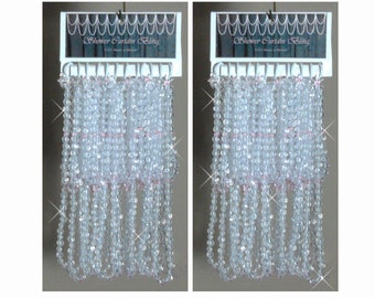 Set of Two...Double Swag....Crystal and Pink.....Shower Curtain Bling