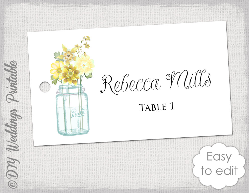 place card template printable wedding name cards mason place cards wedding template